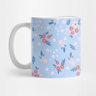 Cute Blue Spring Flowers Pattern Mug